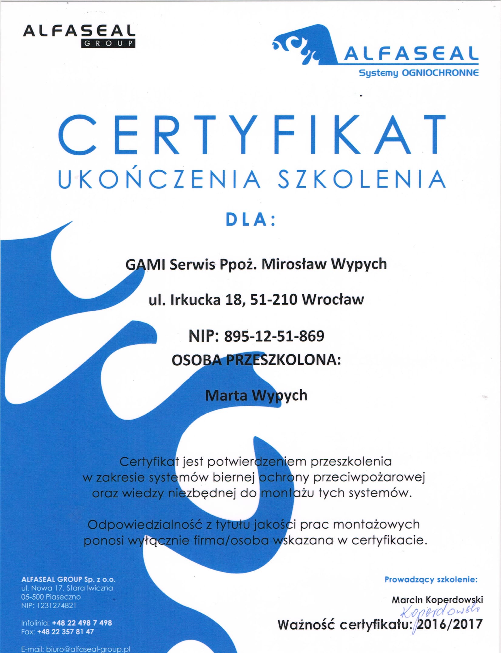 ALFASEAL Marta Wypych do 2017