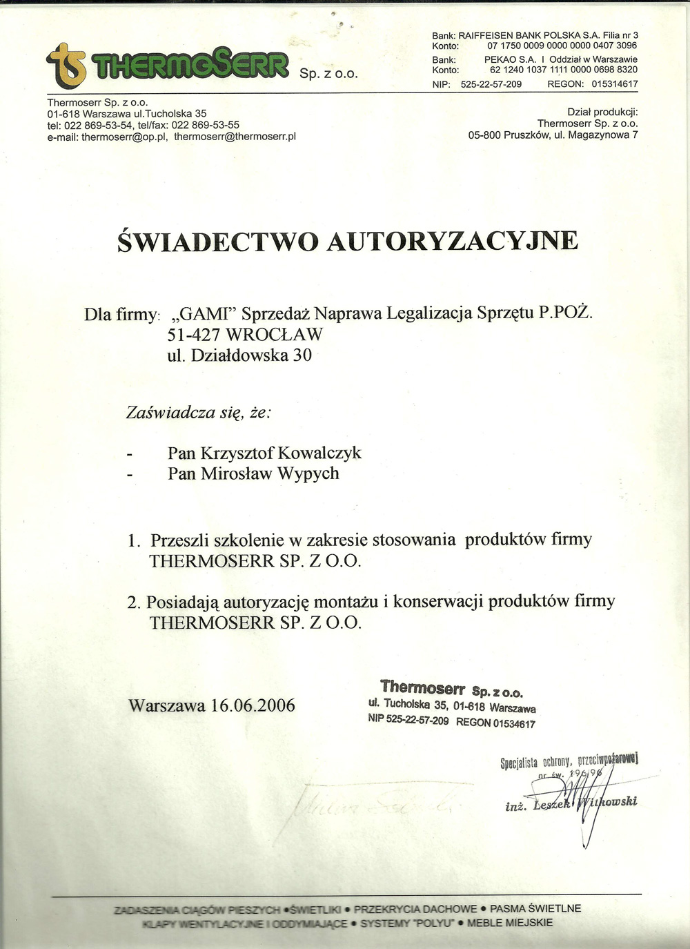 Świadectwo Autoryzacyjne