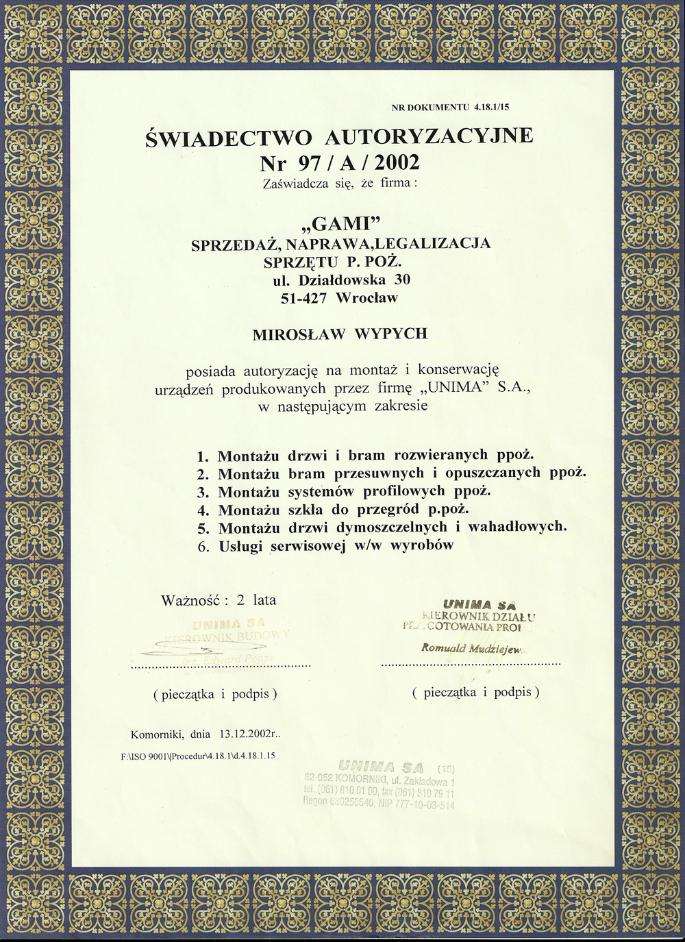 UNIMA Mirosław Wypych 2002
